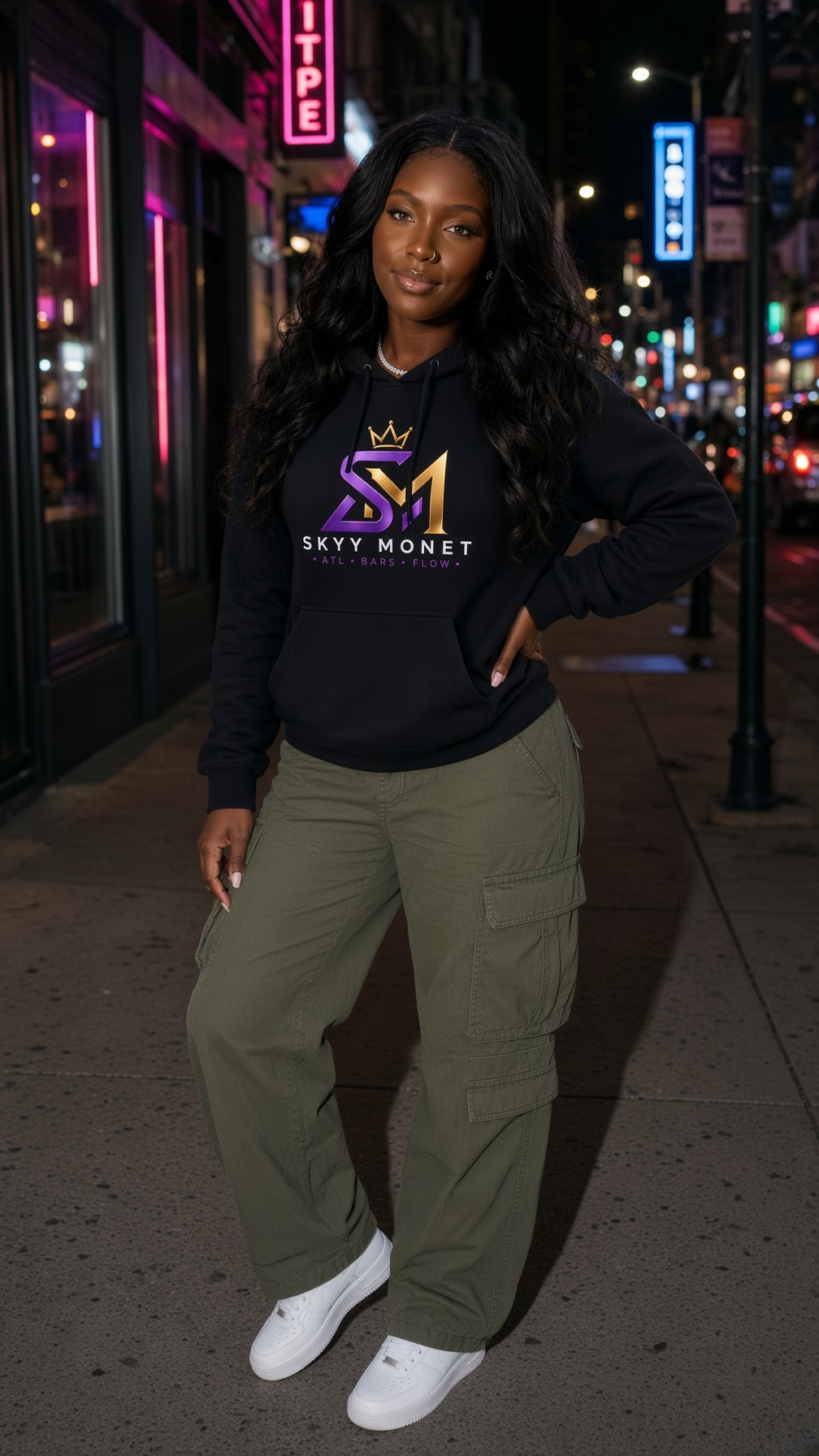 Night street — hoodie + cargos